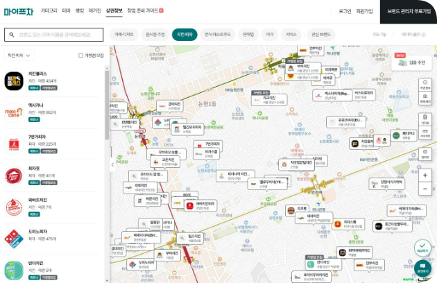 마이프차 상권분석 서비스 화면